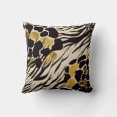 ブラック金ゴールドブラウンズアニマルズサファリプリントパーティー クッション (裏面)