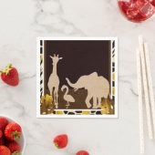 ブラック金ゴールドブラウンズアニマルズサファリプリントパーティー スタンダードカクテルナプキン (インサイチュ)