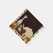ブラック金ゴールドブラウンズアニマルズサファリプリントパーティー スタンダードカクテルナプキン (角)