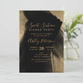 ブラック金ゴールドブラシストロークタイポグラフィスウィート16 招待状 (スタンド正面)
