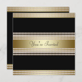 ブラック金ゴールドブラックタイパーティー企業のパーティー 招待状 (正面/裏面)