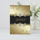 ブラック金ゴールドブラックタイパーティーRSVP 出欠カード (スタンド正面)