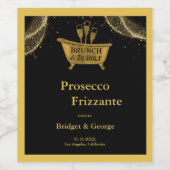 ブラック金ゴールドブランチ&バブリー結婚ズ ワインラベル (シングルラベル)