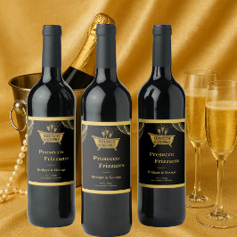 ブラック金ゴールドブランチ&バブリー結婚ズ ワインラベル