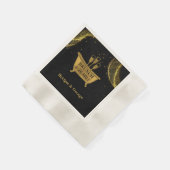 ブラック金ゴールドブランチ&バブリー結婚ズ 縁ありカクテルナプキン (角)