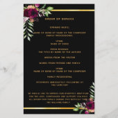 ブラック金ゴールドブルゴーニュフローラ写真葬儀プログラム (裏面)