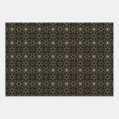 ブラック金ゴールドブルーアラビアンイスラム幾何学模様 ラッピングペーパーシート (正面)