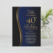 ブラック金ゴールドブルーサプライズ40歳の誕生日 招待状 (スタンド正面)