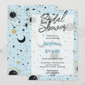 ブラック金ゴールドブルーシナブライダルシャワー 招待状 (正面/裏面)