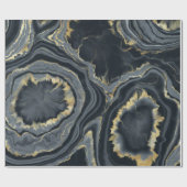 ブラック金ゴールドブルー大理石灰エレガント石パーティー ラッピングペーパー (フラット)