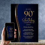 ブラック金ゴールドブルー90thバースデーパーティー 招待状<br><div class="desc">招待状この黒、金ゴールドとブルー90thモダン誕生日パーティーの招待状で友人や愛する人々。この招待テンプレートのカスタマイズ可能な文字領域を使用すると、日付、時刻、会場、RSVP情報など、特別な誕生祝いに必要なすべての詳細を簡単に含めることができます。さまざまな紙タイプとコーナースタイルがユニーク招待状で利用でき、デジタル形式を好んでダウンロードすもしるオプションも用意されている。</div>