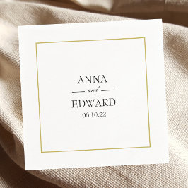 ブラック金ゴールドブロック新郎新婦結婚のナプキン スタンダードカクテルナプキン