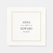 ブラック金ゴールドブロック新郎新婦結婚のナプキン スタンダードカクテルナプキン (正面)