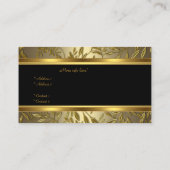 ブラック金ゴールドブロンズフローラエレガント名刺 名刺 (裏面)