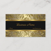 ブラック金ゴールドブロンズフローラエレガント名刺 名刺 (正面)