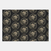 ブラック金ゴールドブロンズ電気ギター ラッピングペーパーシート (正面3)