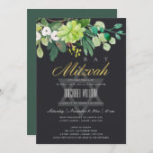 ブラック金ゴールドブロージングローブスターバーバルミツワー 招待状 (正面/裏面)