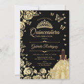 ブラック金ゴールドプリンセスガウンキンセアニェラ 招待状 (正面)