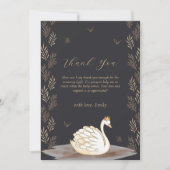 ブラック金ゴールドプリンセススワンバタフライベビーシャワー サンキューカード (正面)