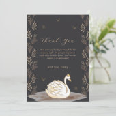 ブラック金ゴールドプリンセススワンバタフライベビーシャワー サンキューカード (スタンド正面)