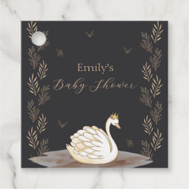 ブラック金ゴールドプリンセススワンバタフライベビーシャワー フェイバータグ