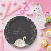 ブラック金ゴールドプリンセススワンバタフライベビーシャワー ペーパープレート (パーティー)