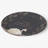 ブラック金ゴールドプリンセススワンバタフライベビーシャワー ペーパープレート (アングル)