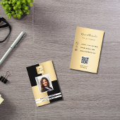 ブラック金ゴールドプロフ企業のォトロゴQRコード 名刺