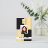 ブラック金ゴールドプロフ企業のォトロゴQRコード 名刺 (スタンド正面)