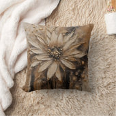 ブラック金ゴールドベージュフローラ クッション (ブランケット)