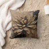 ブラック金ゴールドベージュブラウン抽象芸術 クッション (ブランケット)