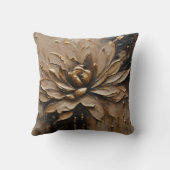 ブラック金ゴールドベージュブラウン抽象芸術 クッション (裏面)