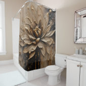 ブラック金ゴールドベージュブラウン抽象芸術 シャワーカーテン (インサイチュ)