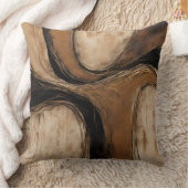 ブラック金ゴールドベージュ抽象芸術フローラ クッション (ブランケット)