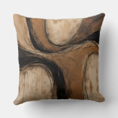 ブラック金ゴールドベージュ抽象芸術フローラ クッション (裏面)