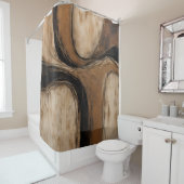 ブラック金ゴールドベージュ抽象芸術フローラ シャワーカーテン (インサイチュ)