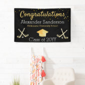 ブラック金ゴールドホッケー大学院バナー 横断幕 (インサイチュ)