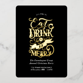 ブラック金ゴールドホリデーパ食べイドリンクベメリー 箔招待状