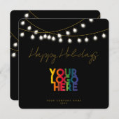 ブラック金ゴールドホリデービジネスロゴクリスマスカード (正面/裏面)