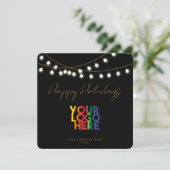 ブラック金ゴールドホリデービジネスロゴクリスマスカード (スタンド正面)