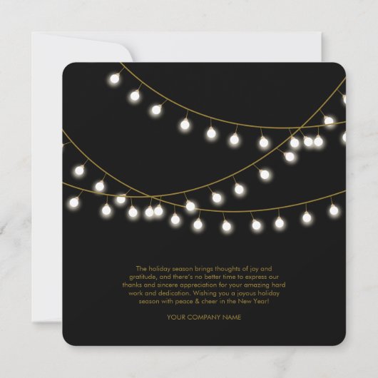 ブラック金ゴールドホリデービジネスロゴクリスマスカード (裏面)