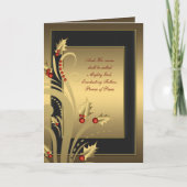 ブラック金ゴールドホリークリスチャンクリスマスカード シーズンカード (正面)