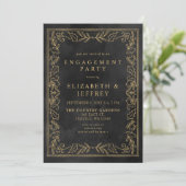 ブラック金ゴールドホリークリスマス婚約パーティ 招待状 (スタンド正面)