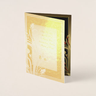 ブラック金ゴールドホリーフォイルクリスチャンクリスマスカード 箔カード