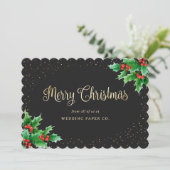 ブラック金ゴールドホリーベリービジネスクリスマスカード シーズンカード (スタンド正面)