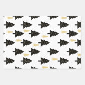 ブラック金ゴールドホワイトクリスマスツリーホリデーパターン ラッピングペーパーシート (正面3)