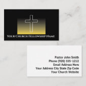 ブラック金ゴールドホワイトクロス教会牧師 名刺 (正面/裏面)