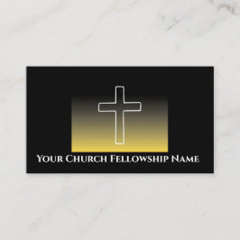 ブラック金ゴールドホワイトクロス教会牧師 名刺