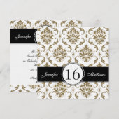 ブラック金ゴールドホワイトダマスクSweet sixteen招待状 招待状 (正面/裏面)