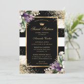 ブラック金ゴールドホワイトパープルオーキッドスウィート16誕生日 招待状 (スタンド正面)